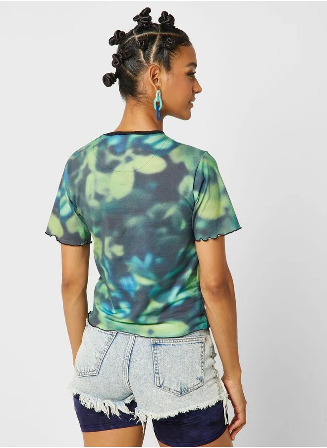 جينجر Digital Floral Print T-shirt