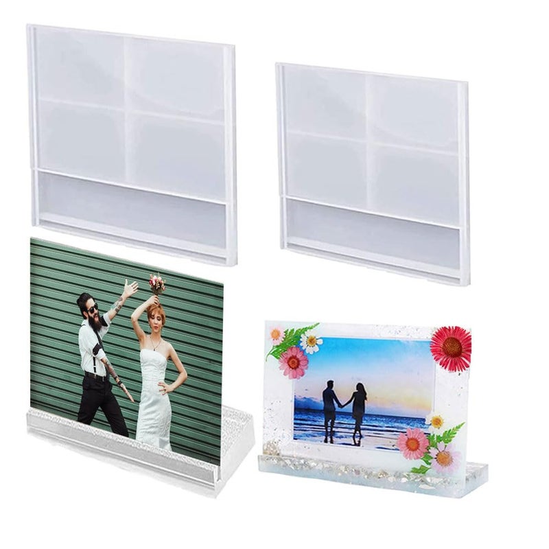 BIGEBO 2 Pcs Resin Photo Frame Molds Large Rectangular Epoxy Resin Photo Frame Mold Kit with Display Holder DIY Silicone Casting Mold for Personalized Picture Display Valentine Mother Wedding Gift - Image 3