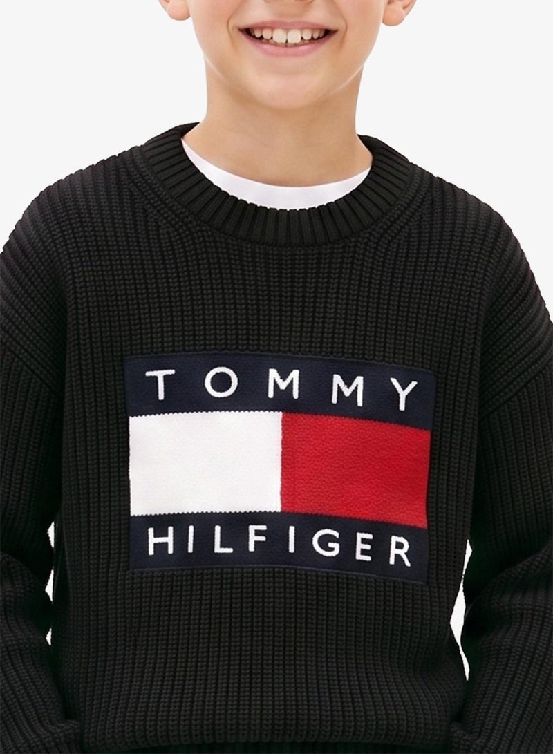 TOMMY HILFIGER Heritage Chunky Knit Flag Logo Jumper - Image 2