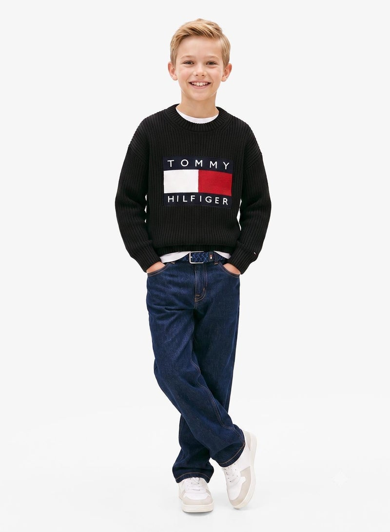 TOMMY HILFIGER Heritage Chunky Knit Flag Logo Jumper - Image 1