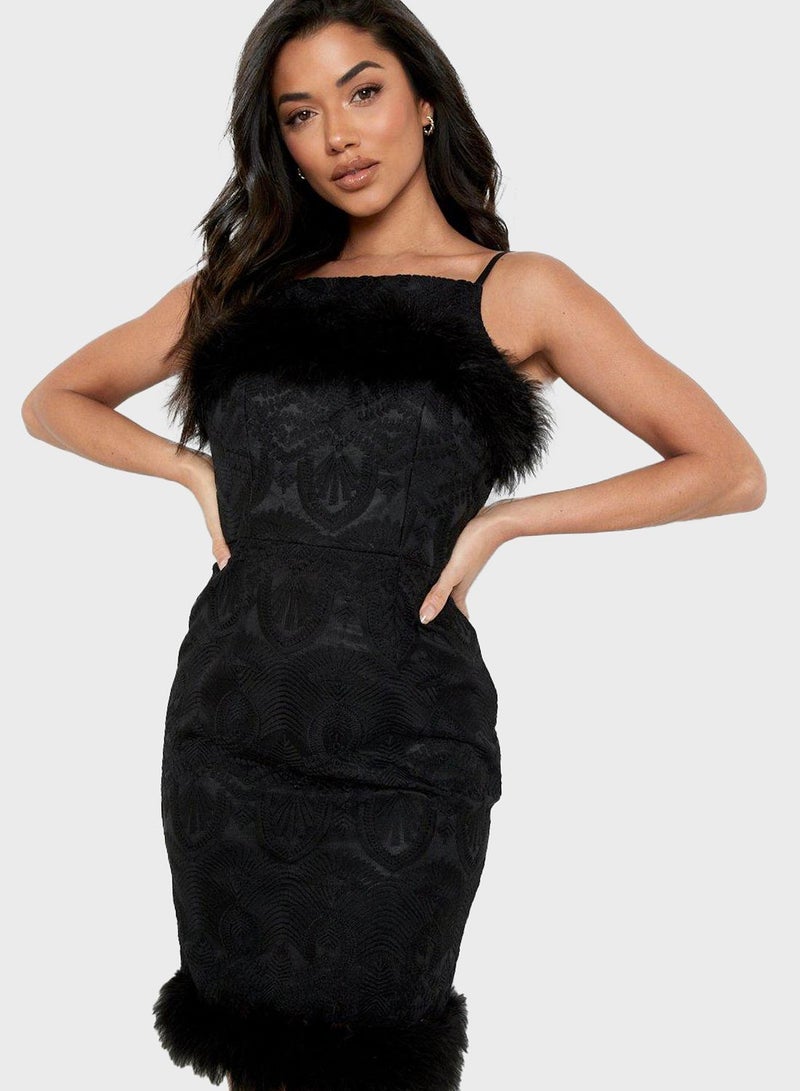 boohoo Feather Trim Dress - Image 4