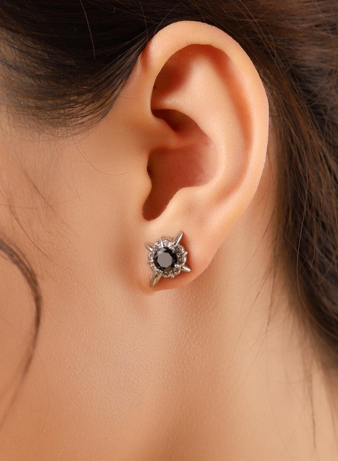Sacina Black Crystal Stud Earrings, Gothic Emo Punk Grunge Earrings, Christmas Jewelry Gift For Women - Image 2