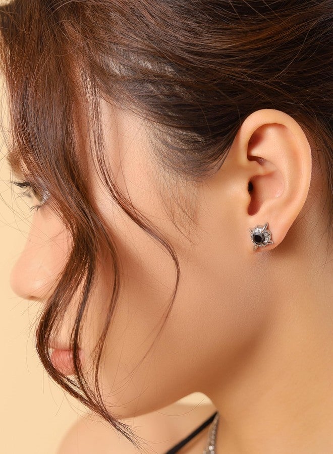 Sacina Black Crystal Stud Earrings, Gothic Emo Punk Grunge Earrings, Christmas Jewelry Gift For Women - Image 3