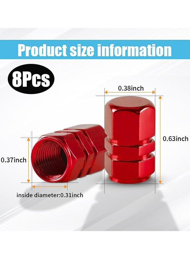 Tire Valve Stem Caps 8 Pcs Anodized Aluminum Tire Valve Cap Set Corrosion Resistant Universal for Cars, SUVs, Bike, Trucks and Motorcycles, Car Wheel & Tire Exterior Accessories (Red&Black) - Image 2