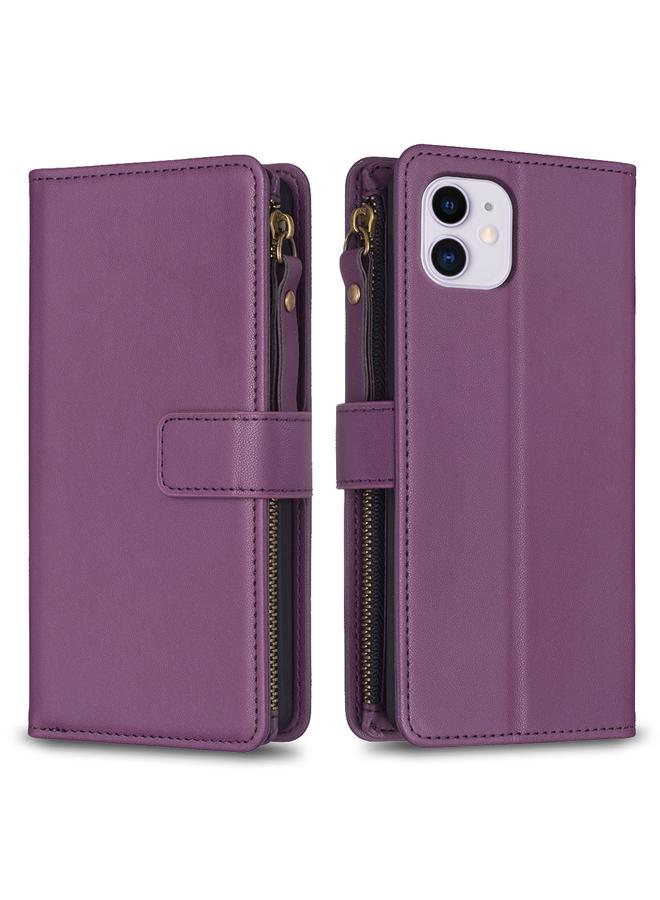 Zaboon Case For iPhone 11 9 Card Slots Zipper Wallet Leather Flip Phone Case - Image 1