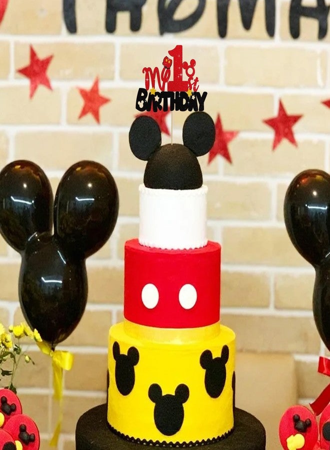 بيشيدا زينة كعكة عيد ميلاد الأولاد من بيشيدا، زينة كعكة على شكل فأر، زينة حفلة عيد ميلاد على شكل فأر، عيد ميلادي الأول، أحمر وأسود، لوازم حفلة عيد ميلاد للأطفال الأولاد - Image 4