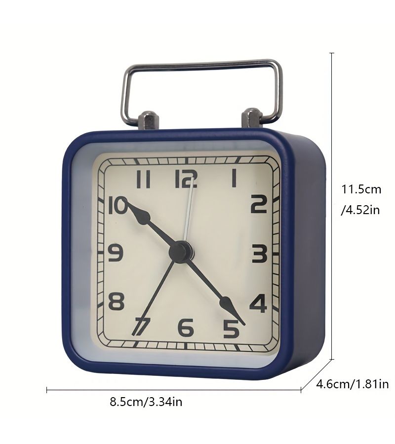 Metal Square Small Alarm Clock Desktop Silent Clock With Snooze Function And Night Light Black Quartz Table Clock Batteries Not Included Christmas New Year Holiday Gift - Image 3