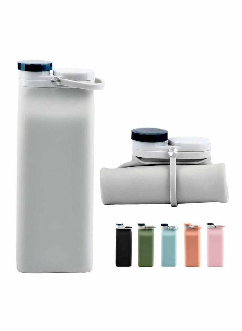 ELECDON Collapsible Water Bottle BPA Free - Foldable Water Bottle for Travel Sports Bottles with Triple Leak Proof Lightweight 20oz, Grey