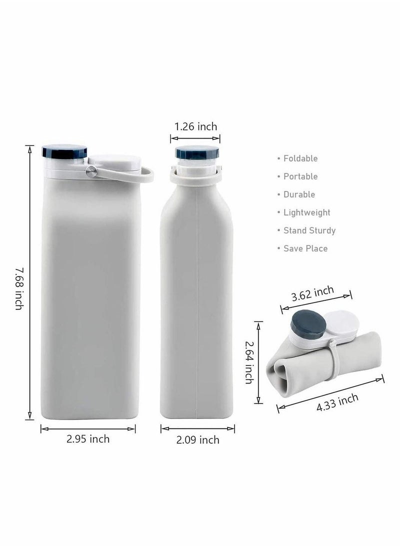 ELECDON Collapsible Water Bottle BPA Free - Foldable Water Bottle for Travel Sports Bottles with Triple Leak Proof Lightweight 20oz, Grey