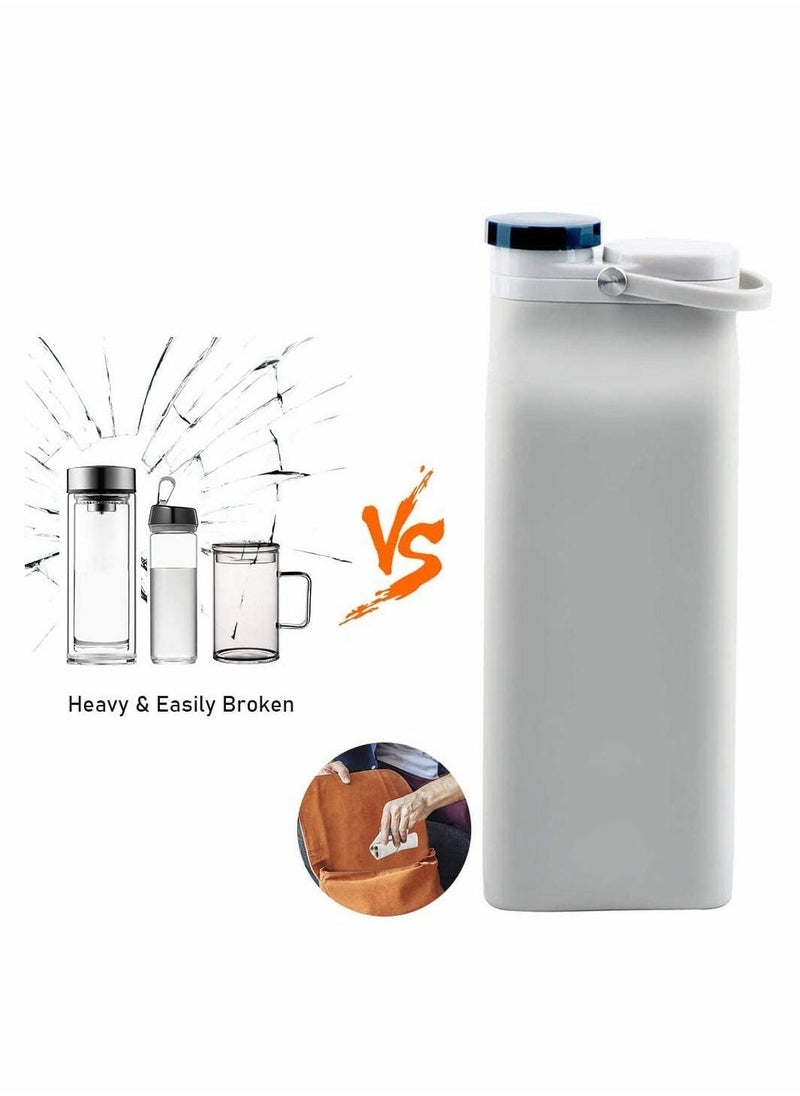 ELECDON Collapsible Water Bottle BPA Free - Foldable Water Bottle for Travel Sports Bottles with Triple Leak Proof Lightweight 20oz, Grey