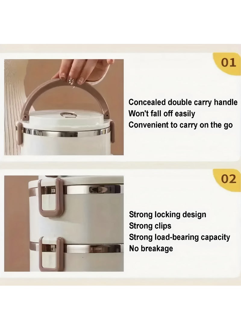 Nakhl Thermal Bento Lunch Box Set for School, Insulated Lunch Containers With Bag,3 Separate Stackable Lunch Container, Microwaveable Lunch Box Bento Box for Adults & Kids (3-Layer) - Image 2