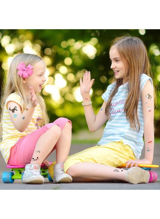 Omlisca Cute Cat Temporary Tattoos for Kids 690 Pieces Cat Birthday Themed Party Supplies Favors Goodie Bags Decor Sticker Tattoos Valentine's Day Gifts Gift for Boys Girls Classroom Prizes Carnival Rewards - Image 2