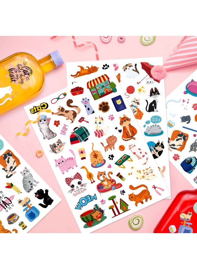 Omlisca Cute Cat Temporary Tattoos for Kids 690 Pieces Cat Birthday Themed Party Supplies Favors Goodie Bags Decor Sticker Tattoos Valentine's Day Gifts Gift for Boys Girls Classroom Prizes Carnival Rewards - Image 3