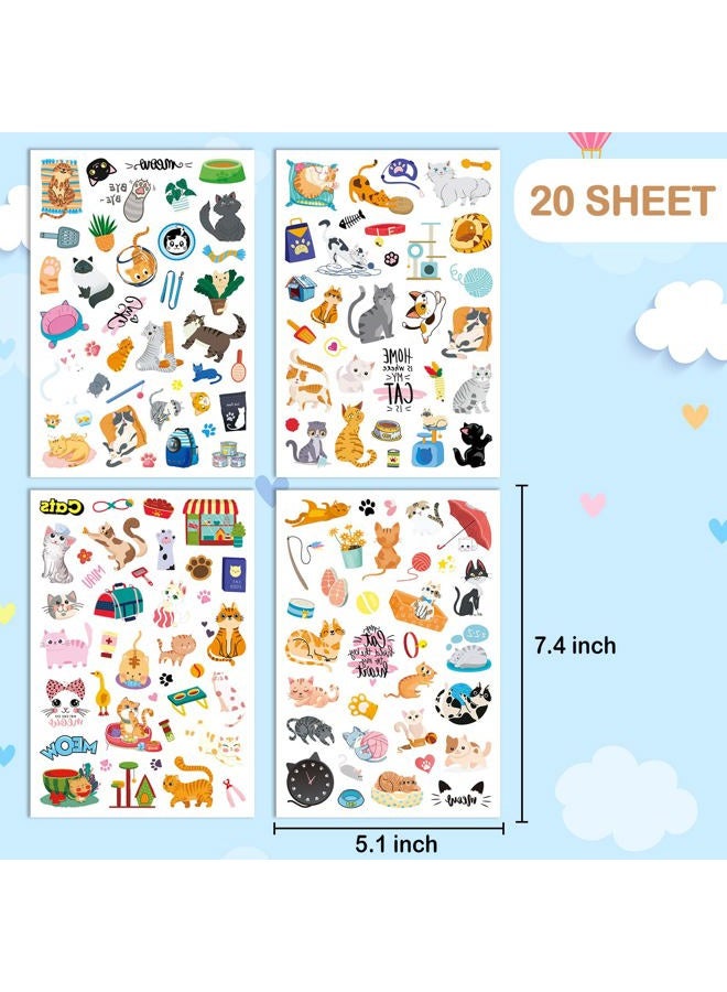 Omlisca Cute Cat Temporary Tattoos for Kids 690 Pieces Cat Birthday Themed Party Supplies Favors Goodie Bags Decor Sticker Tattoos Valentine's Day Gifts Gift for Boys Girls Classroom Prizes Carnival Rewards - Image 4