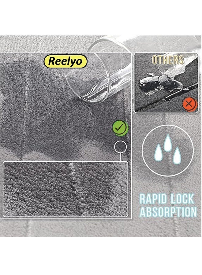 Reelyo Bathroom Rug Quick Dry Mats, Soft and Absorbent Bathroom Rugs, Rubber Backing Machine Washable Shower Floor Rugs, Bathmat Runner, Bathroom Home Decor Accessories（Grey 40*60cm） - Image 3