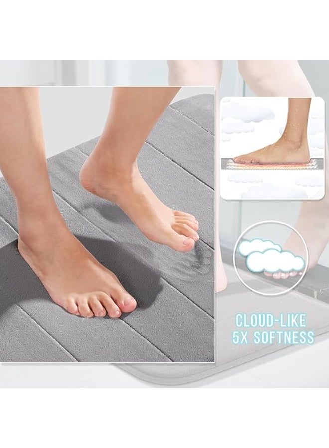 Reelyo Bathroom Rug Quick Dry Mats, Soft and Absorbent Bathroom Rugs, Rubber Backing Machine Washable Shower Floor Rugs, Bathmat Runner, Bathroom Home Decor Accessories（Grey 40*60cm） - Image 4