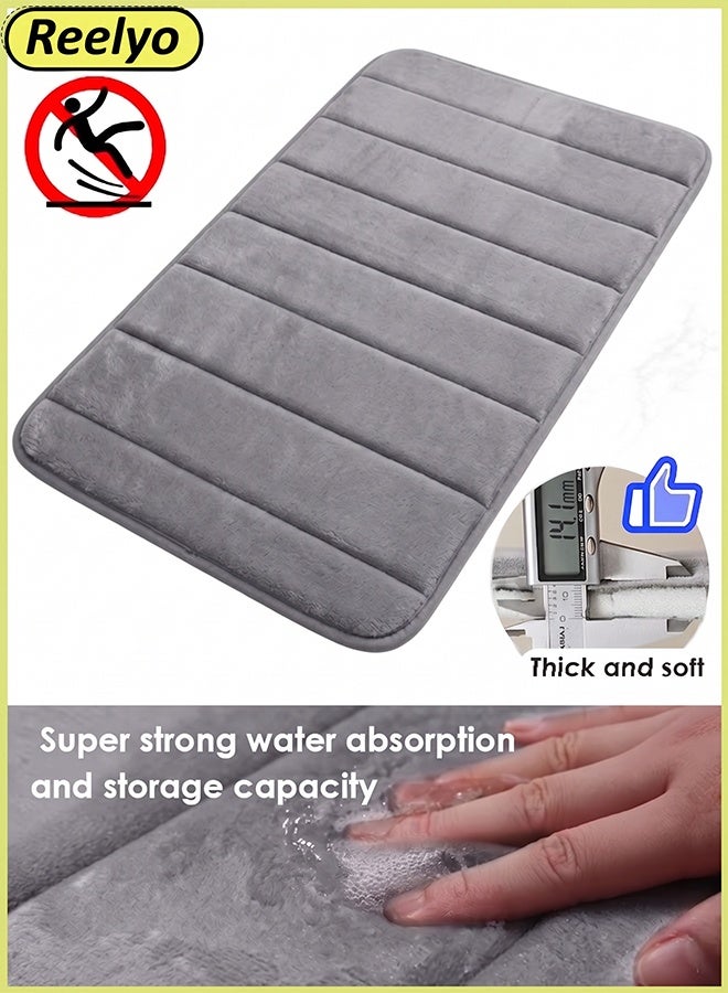 Reelyo Bathroom Rug Quick Dry Mats, Soft and Absorbent Bathroom Rugs, Rubber Backing Machine Washable Shower Floor Rugs, Bathmat Runner, Bathroom Home Decor Accessories（Grey 40*60cm） - Image 1