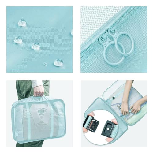 FLYNGO Nylon 8 Pcs Travel Organizer Pouch Packing Cubes For Clothes Space Savers Bags Cosmetics/Underwear/Socks/Shoes Toiletry Bag Laundry Organiser(Light Blue) - Image 5