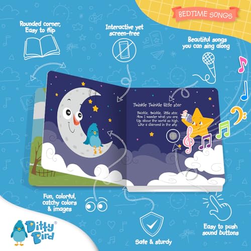 Ditty Bird كتب ديتى بيرد الموسيقية للأطفال الصغار | كتاب تفاعلي لأغاني الحضانة مع صوت | مزرعة أولد ماكدونالد، توينكل ليتل ستار والمزيد من الأغاني | كتاب ممتع للأطفال من 1-3 سنوات (أغاني وقت النوم)  - Image 3