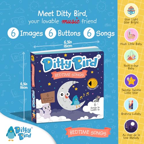 Ditty Bird كتب ديتى بيرد الموسيقية للأطفال الصغار | كتاب تفاعلي لأغاني الحضانة مع صوت | مزرعة أولد ماكدونالد، توينكل ليتل ستار والمزيد من الأغاني | كتاب ممتع للأطفال من 1-3 سنوات (أغاني وقت النوم)  - Image 2