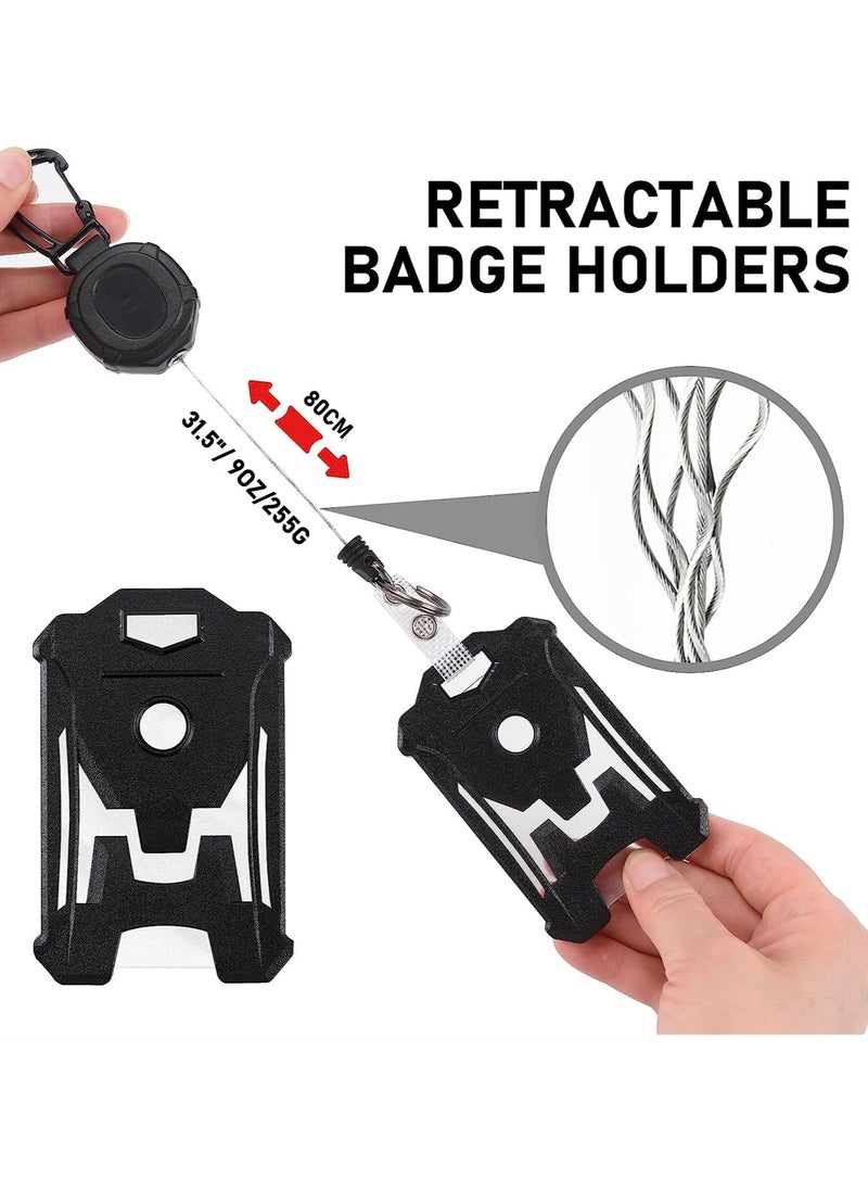 SYOSI - Retractable Badge Holders, Tactical ID Card Holder with Heavy Duty 31.5" Retractable Badge Reel Key Chain - Black Retractor for Secure Key and ID Card Management - Image 1