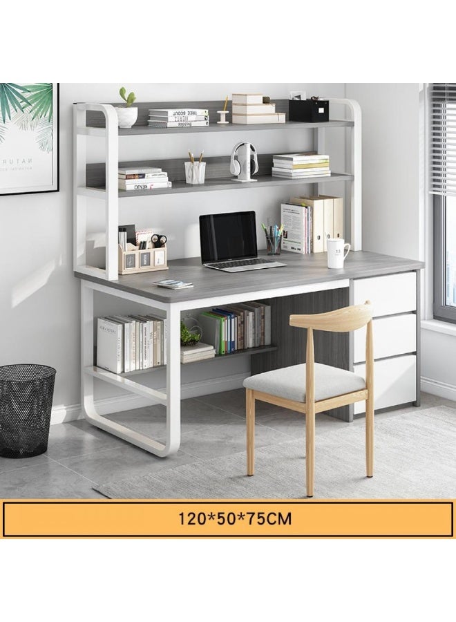Alissa Home Office Desk with Drawers & Shelves – 120cm Grey Study Table for Laptop, Work & Storage - Image 3