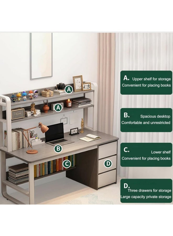 اليسا مكتب منزلي مع أدراج ورفوف - طاولة دراسة رمادية بطول 120 سم للكمبيوتر المحمول والعمل والتخزين - Image 4