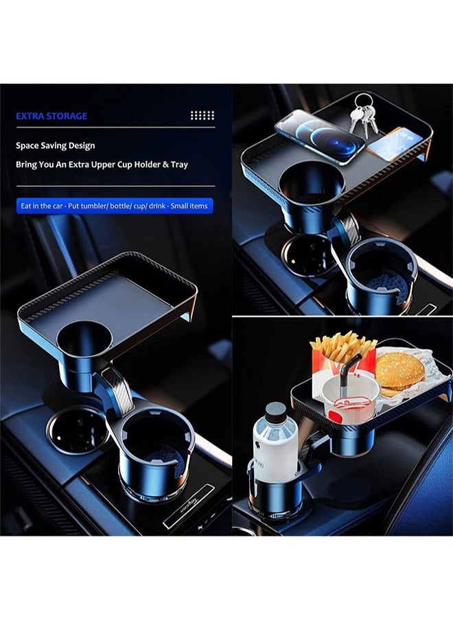 Miya Car Cup Holder Expandable Multifunctional Large Base Adjustable 360 Rotation Detachable Tray Table For Cups Drinks Bottles  - Image 3