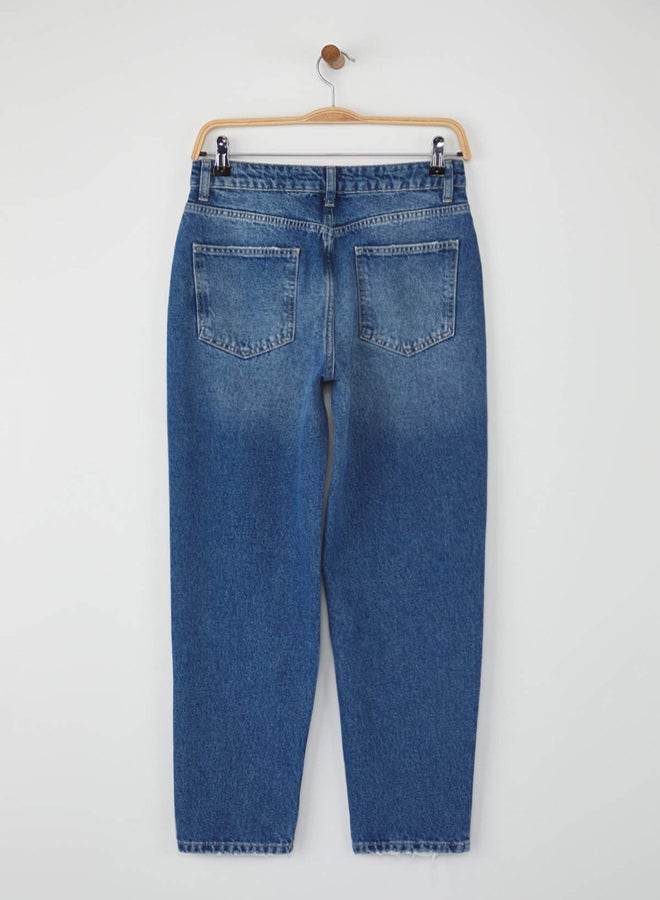 trendyol جينز موم عالي الخصر أزرق - Image 5