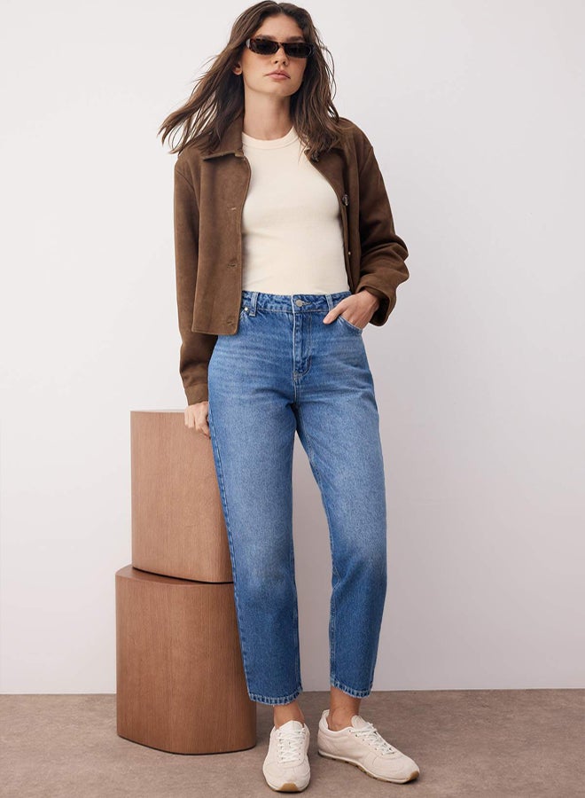 trendyol جينز موم عالي الخصر أزرق - Image 2