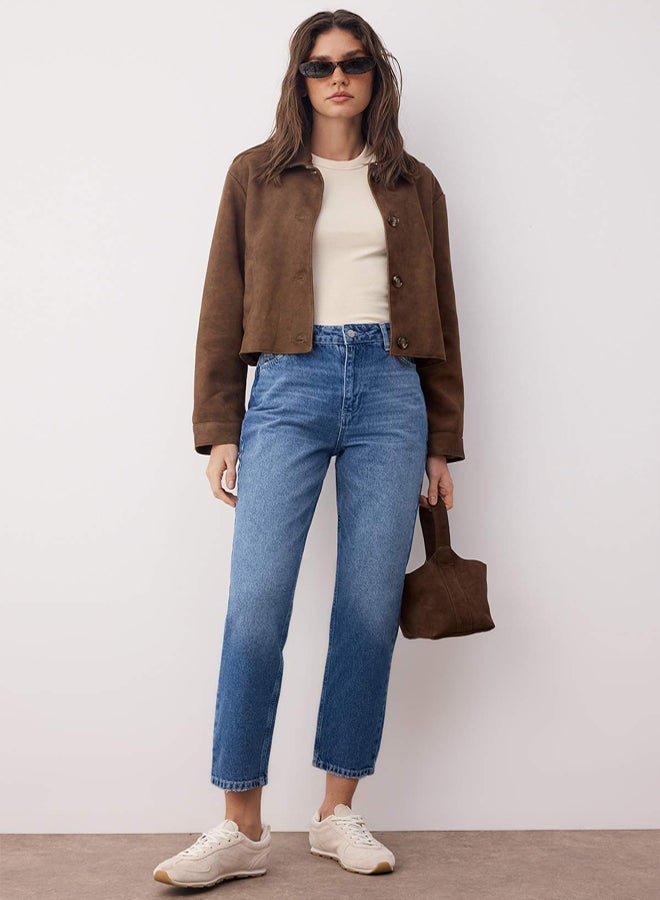 trendyol جينز موم عالي الخصر أزرق - Image 1