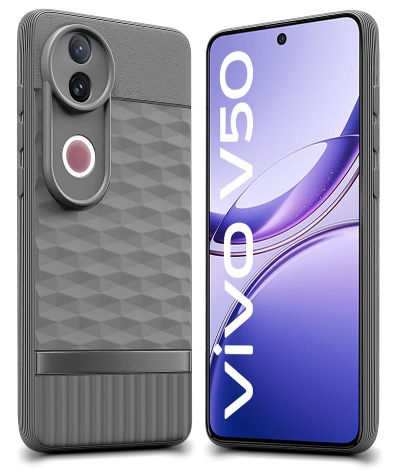 WOW Imagine غطاء خلفي WOW IMAGINE لهاتف iQOO Z10R 5G | Vivo V50 5G | V50e 5G | V50 5G Elite Edition | Vivo T4R 5G مع تصميم مكعب سداسي | جراب ناعم فائق النحافة | قماش مخملي داخلي | جراب موبايل مرن - رمادي - Image 1