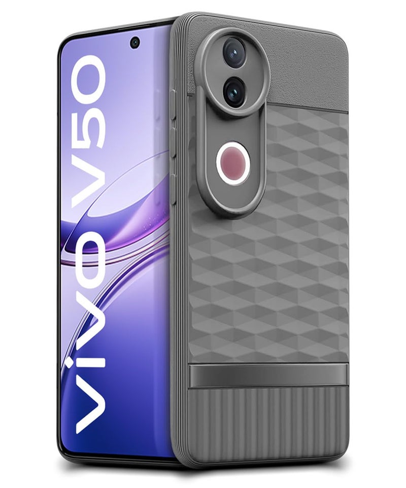 WOW Imagine غطاء خلفي WOW IMAGINE لهاتف iQOO Z10R 5G | Vivo V50 5G | V50e 5G | V50 5G Elite Edition | Vivo T4R 5G مع تصميم مكعب سداسي | جراب ناعم فائق النحافة | قماش مخملي داخلي | جراب موبايل مرن - رمادي - Image 2