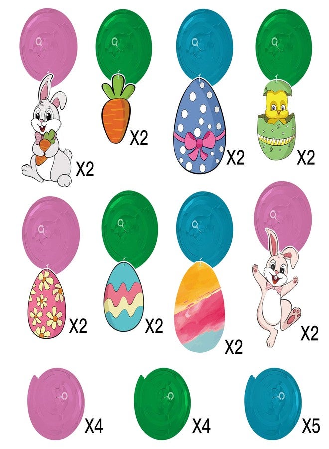 Ivenf Easter Decorations Hanging Swirls 30 pcs, Cute Bunny Eggs Chick Carrot Party Decor for Kids School Office Indoor Easter Party Supplies Gifts, Hanging Spring Decorations for Home - Image 3