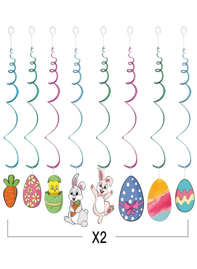 Ivenf Easter Decorations Hanging Swirls 30 pcs, Cute Bunny Eggs Chick Carrot Party Decor for Kids School Office Indoor Easter Party Supplies Gifts, Hanging Spring Decorations for Home - Image 2