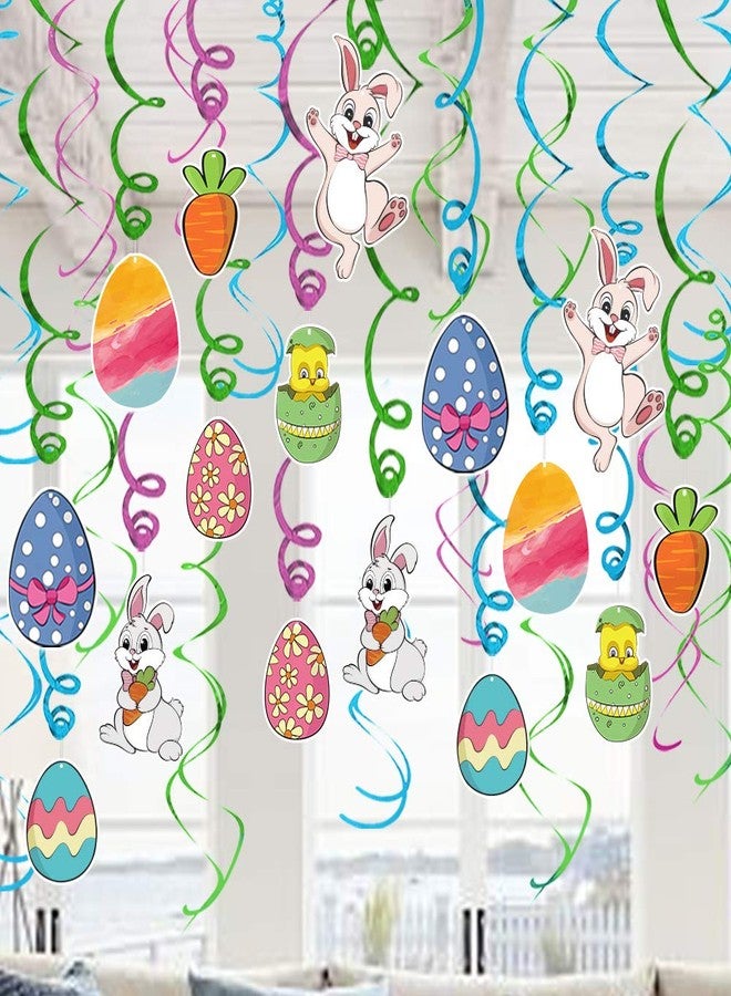 Ivenf Easter Decorations Hanging Swirls 30 pcs, Cute Bunny Eggs Chick Carrot Party Decor for Kids School Office Indoor Easter Party Supplies Gifts, Hanging Spring Decorations for Home - Image 1