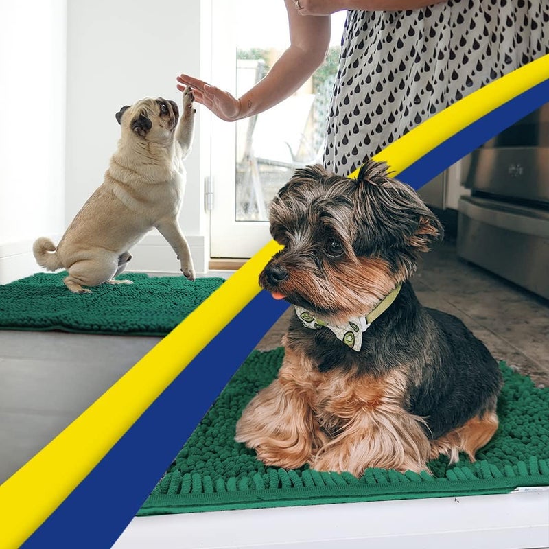 Muddy MatÂ® | Super Absorbent Door Mat Indoor, Microfiber Quick Dry Chenille Entryway Rug, Non-Slip Front Door Mat, Indoor Mats for Entryway, Machine Washable Pet Rug, Dark Green 28"x18" - Image 4