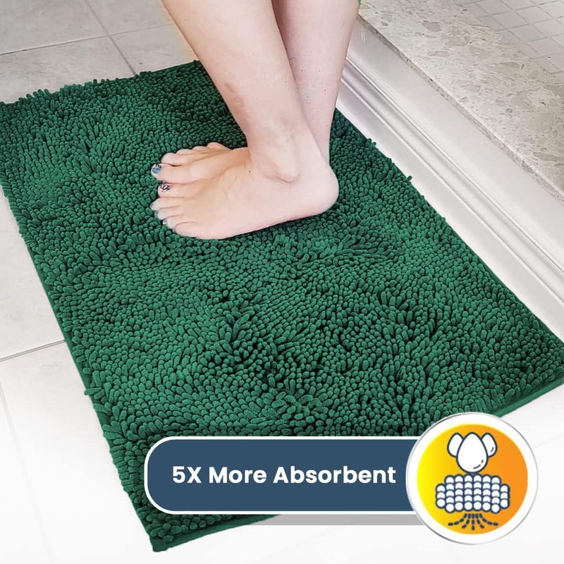Muddy MatÂ® | Super Absorbent Door Mat Indoor, Microfiber Quick Dry Chenille Entryway Rug, Non-Slip Front Door Mat, Indoor Mats for Entryway, Machine Washable Pet Rug, Dark Green 28"x18" - Image 3