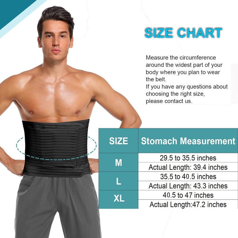 MAMODY Abdominal Binder for Men & Women â€“ Post Surgery Belly Band Adjustable Compression Wrap Belly Binder Abdomen Hernia Support Belt (L) - Image 2