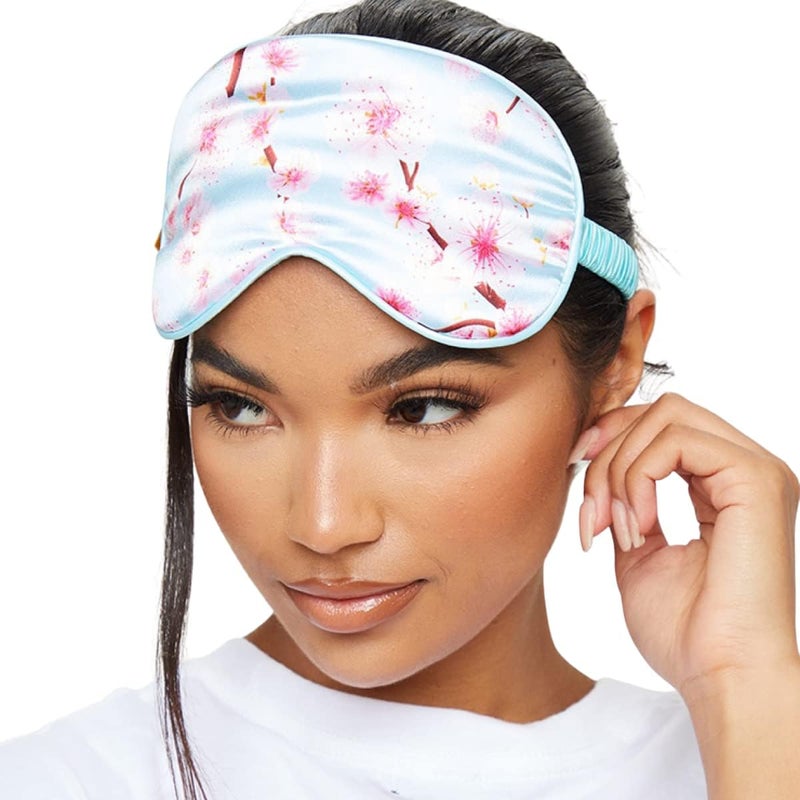SMUG SMUG Satin Sleep Mask & Eye Mask | Travel Sleep Masks for Women & Men | Soft Sleeping Mask to Nourish Skin & Reduce Dark Circles | Light Blocking Eye Mask Shades | Cherry Blossom