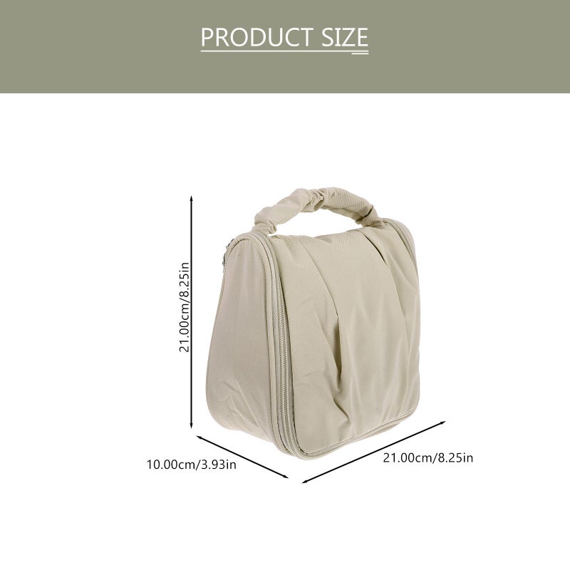 Large Waterproof Travel Toiletry Bag for Women with Dry Wet Separation Beige Cosmetic Organizer Pouch - Image 5