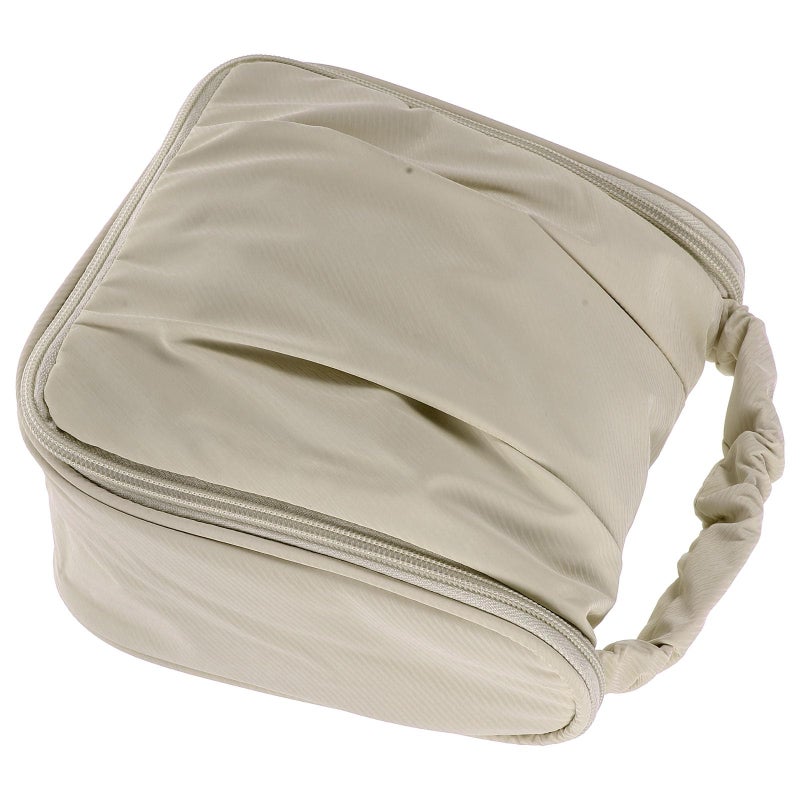 Large Waterproof Travel Toiletry Bag for Women with Dry Wet Separation Beige Cosmetic Organizer Pouch - Image 2