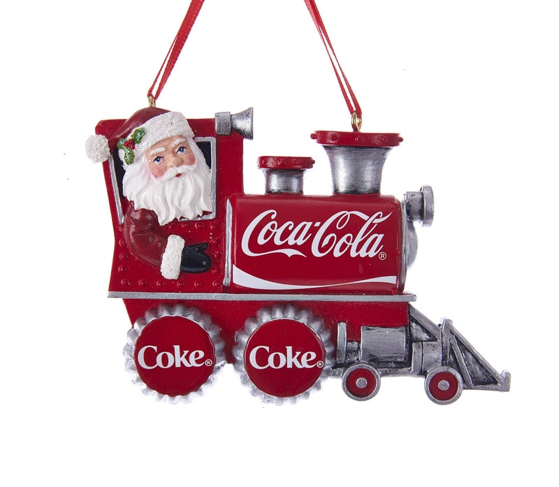 Kurt S Adler Coca Cola Santa Train resin and paint or mica Christmas Tree Ornament CC2183