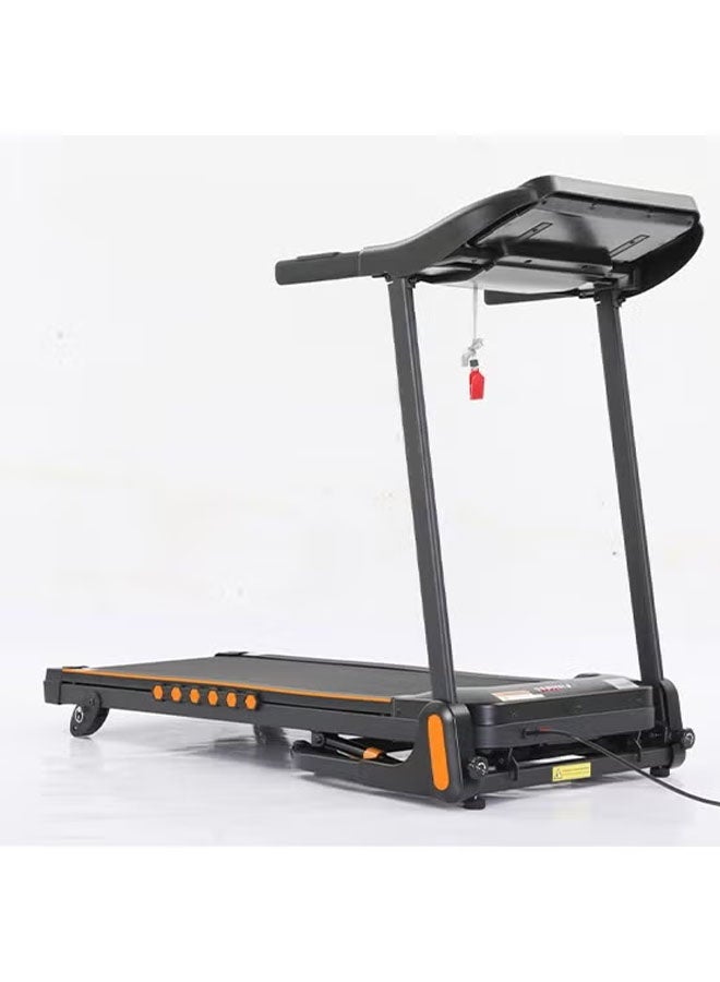 Fitness World Electric treadmill with a capacity of 120 kg, 2.5 horsepower at peak, 4 levels of manual incline, foldable, equipped with an LED screen, USB port, wheels, and MP3. Speed ​​from 1 to 14 km/h. Equipped with wheels for easy movement, shock absorption feature, and hydraulics to prevent the device from colliding with the ground. - Image 2