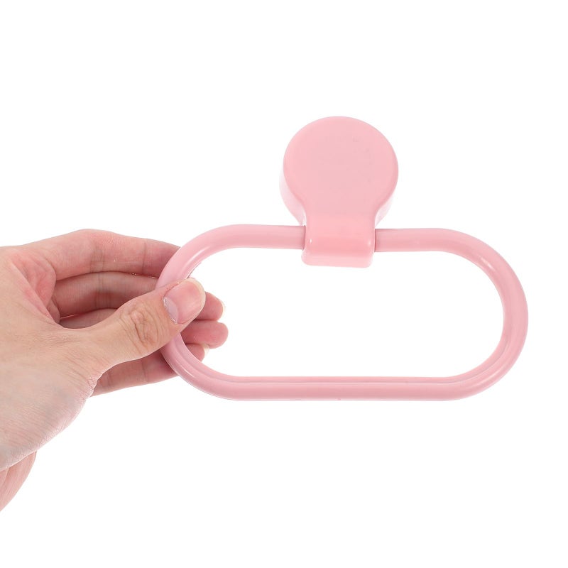 2 Pack White Plastic No Drill Self Adhesive Towel Holder Rings For Bathroom Kitchen Wall Mount - Image 5