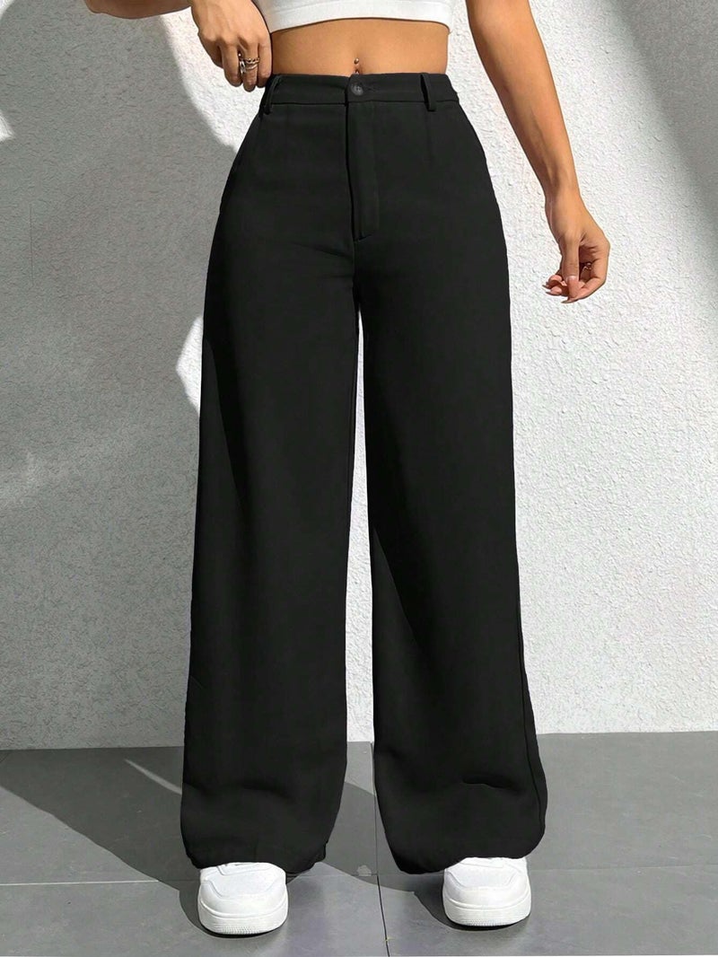 Toochki Trousers for Woman Pants Women's Formal Office Korean | Black Track Pant | Straight | Cotton Spandex Stretchable Trouser | High-Waisted Bottom Wear - Image 5