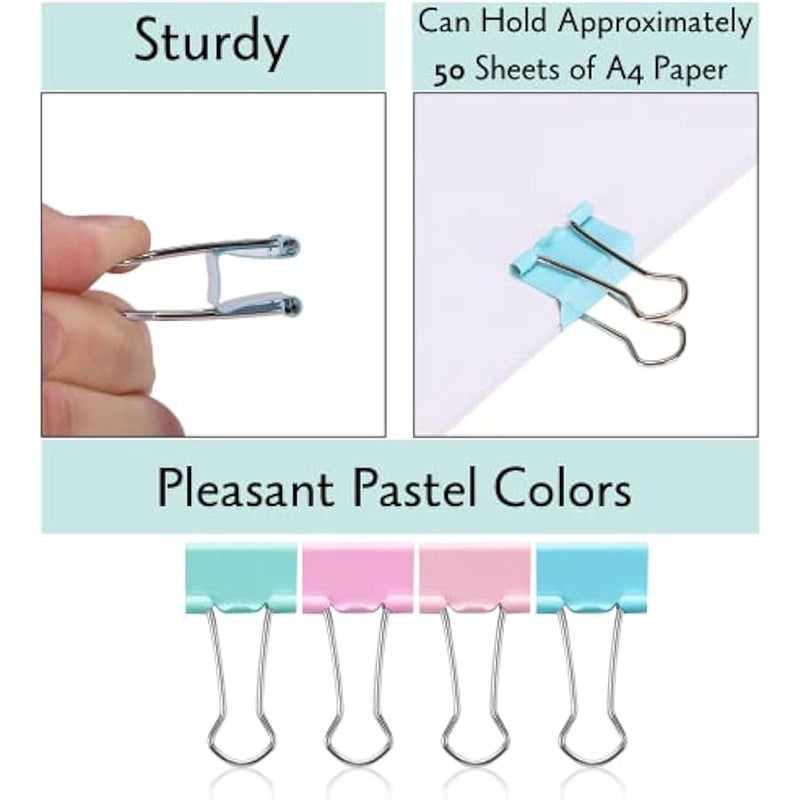 Pastel Binder Clips, 50 Pack, 0.75 in, Pastel Color, Small Paper Clips, Office Clips - Image 5