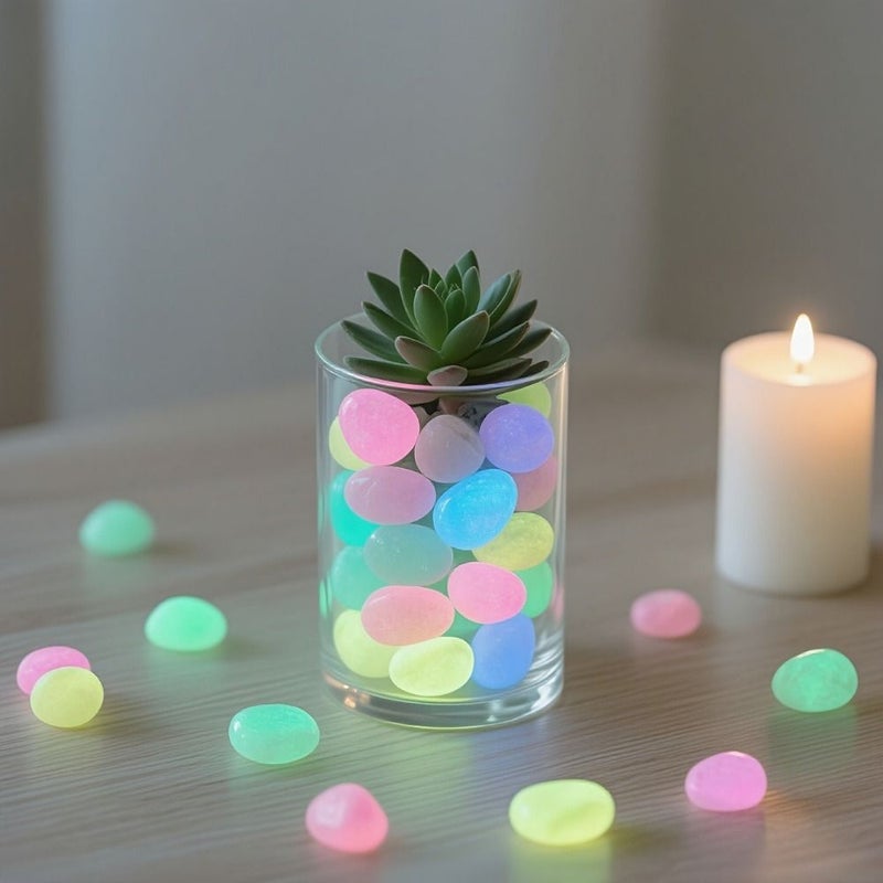 Multi Color Glow In The Dark Pebbles For Garden Pathway Pond Decoration - Image 5