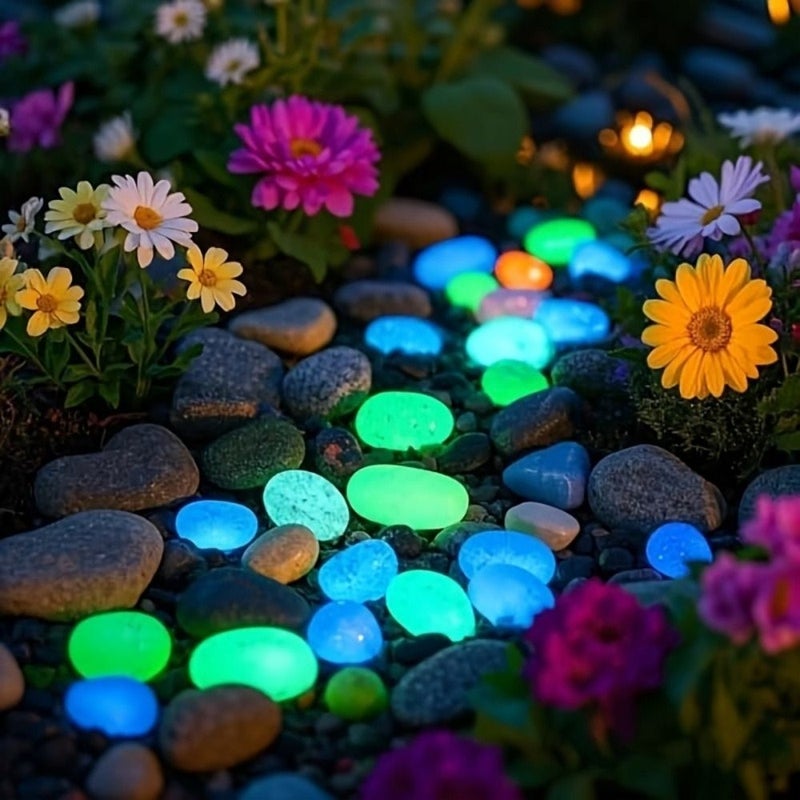 Multi Color Glow In The Dark Pebbles For Garden Pathway Pond Decoration - Image 2