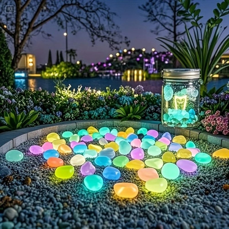 Multi Color Glow In The Dark Pebbles For Garden Pathway Pond Decoration - Image 1